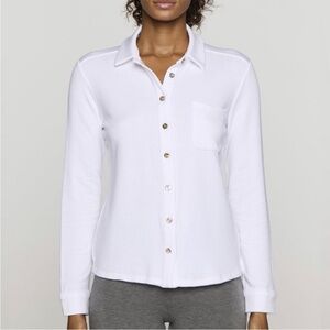 Bleusalt white classic button‎ down shirt w/ elbow patch detail